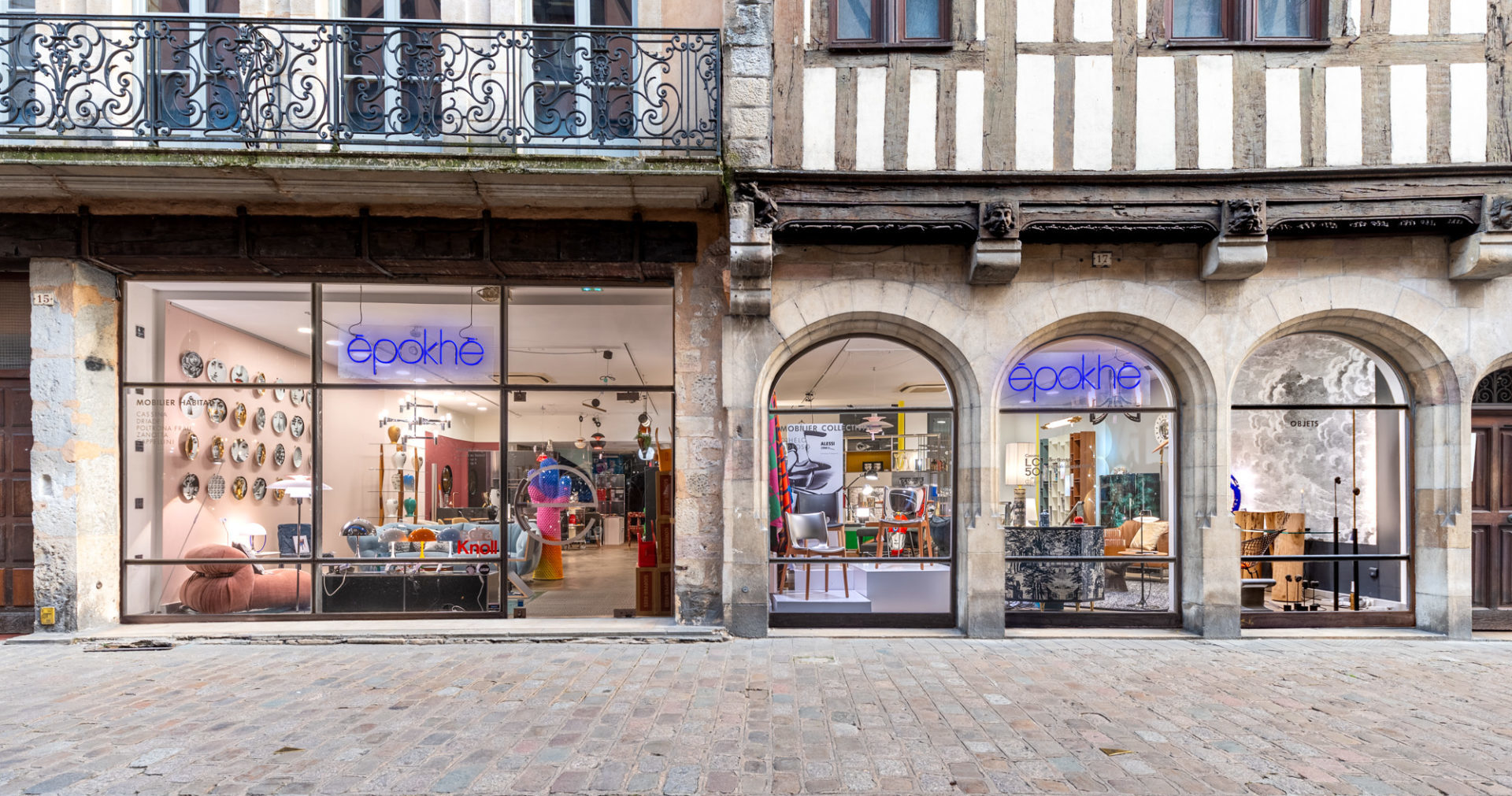 Vitrine du magasin Epokhe, 15 rue Verrerie à Dijon